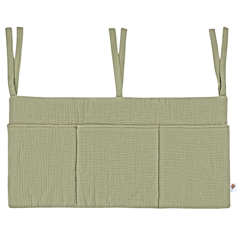 Organic Bed Pocket Muslin Light Green 60x30cm