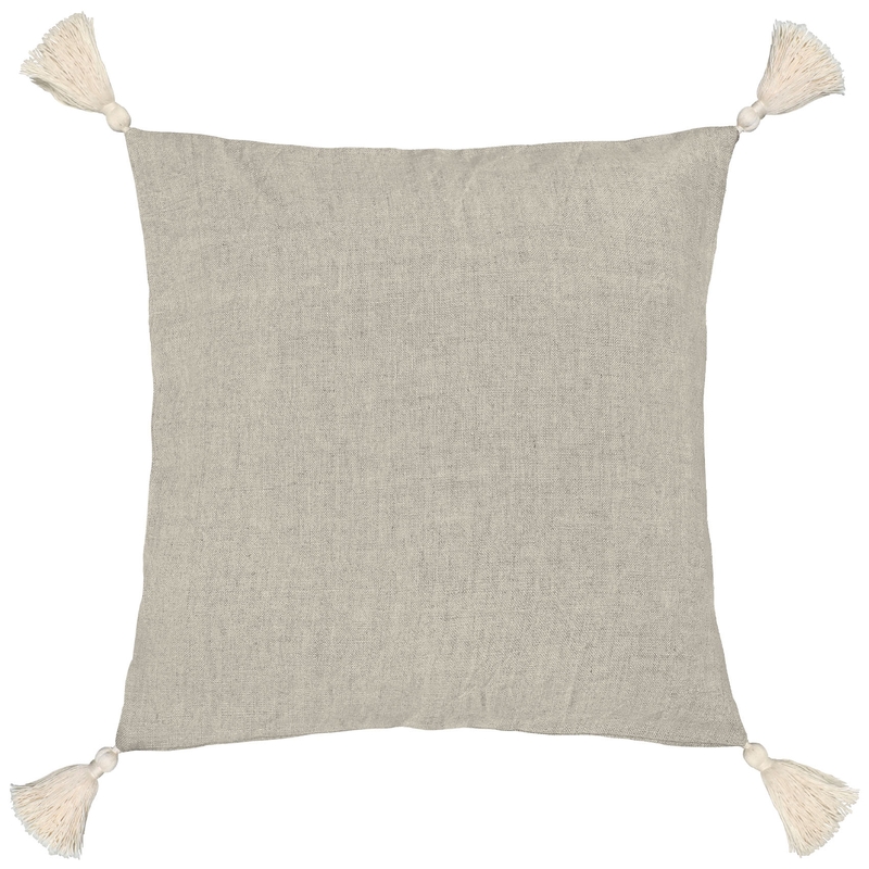 Linen Pillowcase &#039;Boho Tassels&#039; Beige 40x40cm Recycled