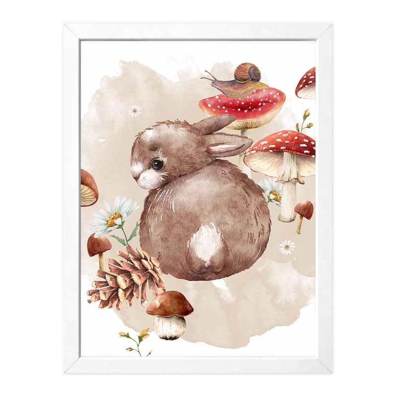 Kids Poster &#039;Rabbit &amp; Mushrooms&#039; 30x40cm