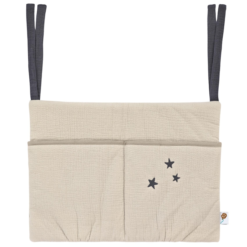 Organic Bed Pocket &#039;Stars&#039; Beige 40x30cm