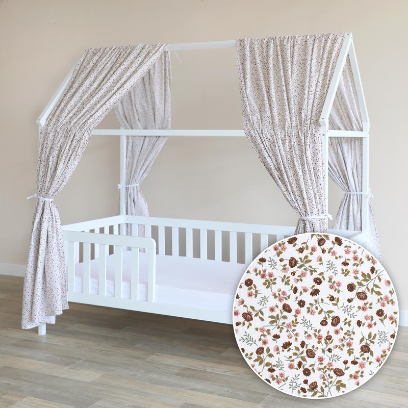 Organic House Bed Canopy Set Of 2 &#039;Buttercup&#039; Rose 350cm