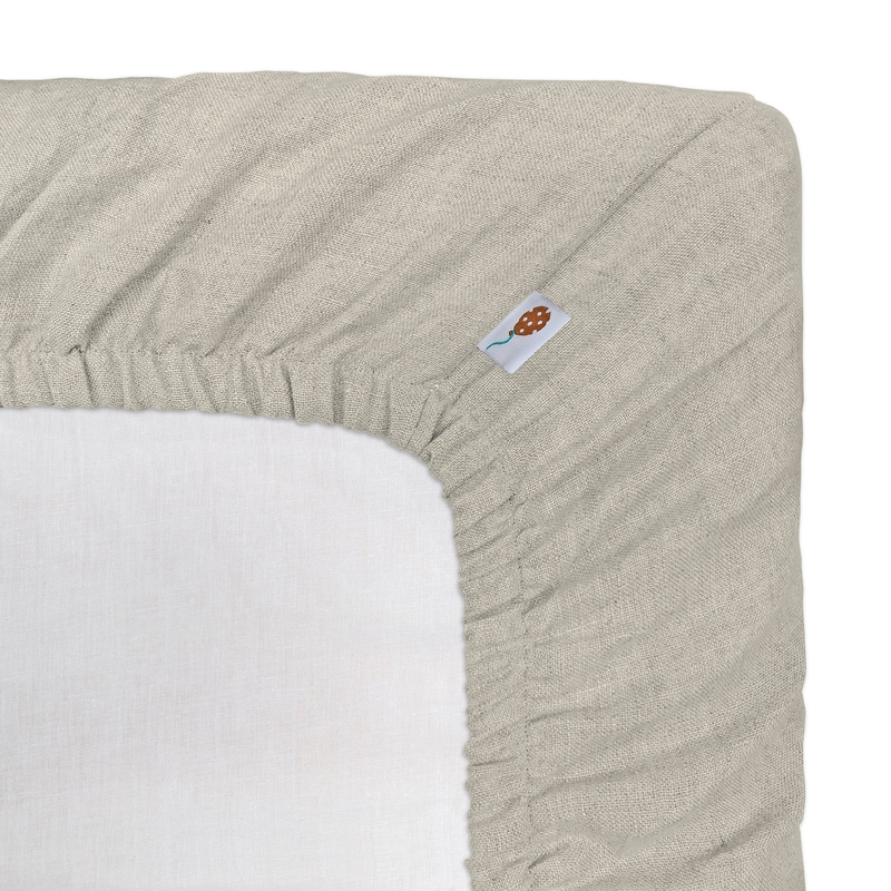 Linen Fitted Sheet Beige 70x140cm Recycled