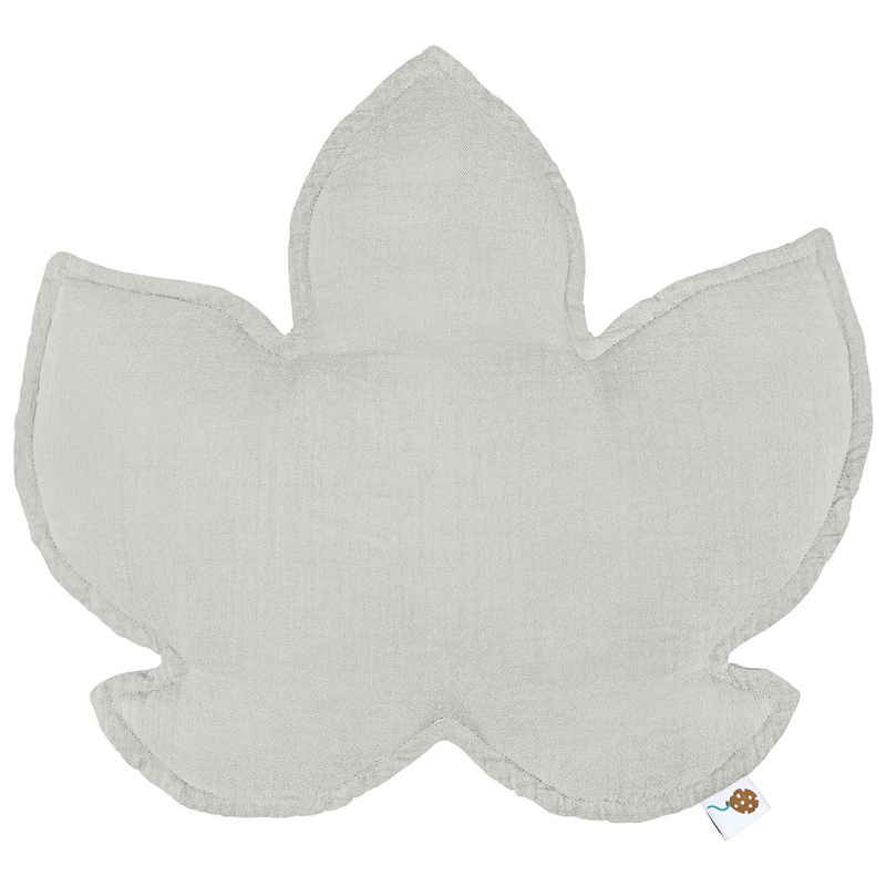 Organic Cushion &#039;Leaf&#039; Muslin Light Grey 40cm