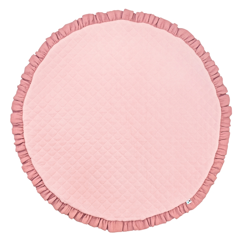 Play Mat With Ruffles Muslin Dusty Rose 100cm