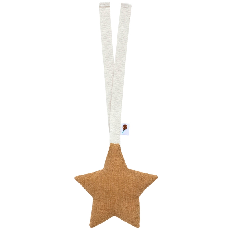 Organic Pendant &#039;Star&#039; Muslin Camel 13cm