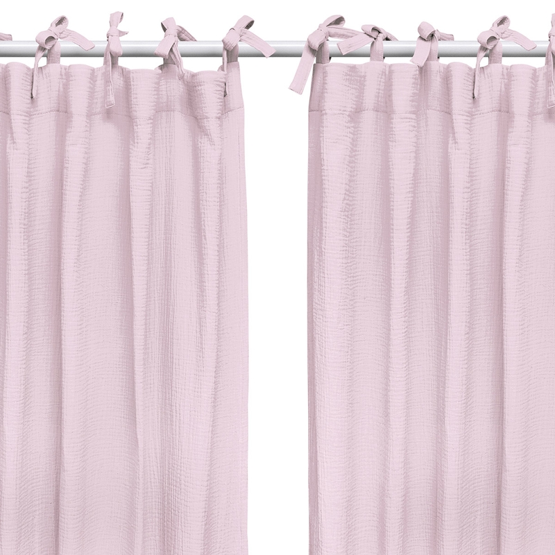 Set Of 2 Curtains Muslin Purple H 240cm