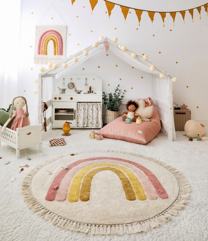 Kidsroom With Playhouse &amp; Rainbows