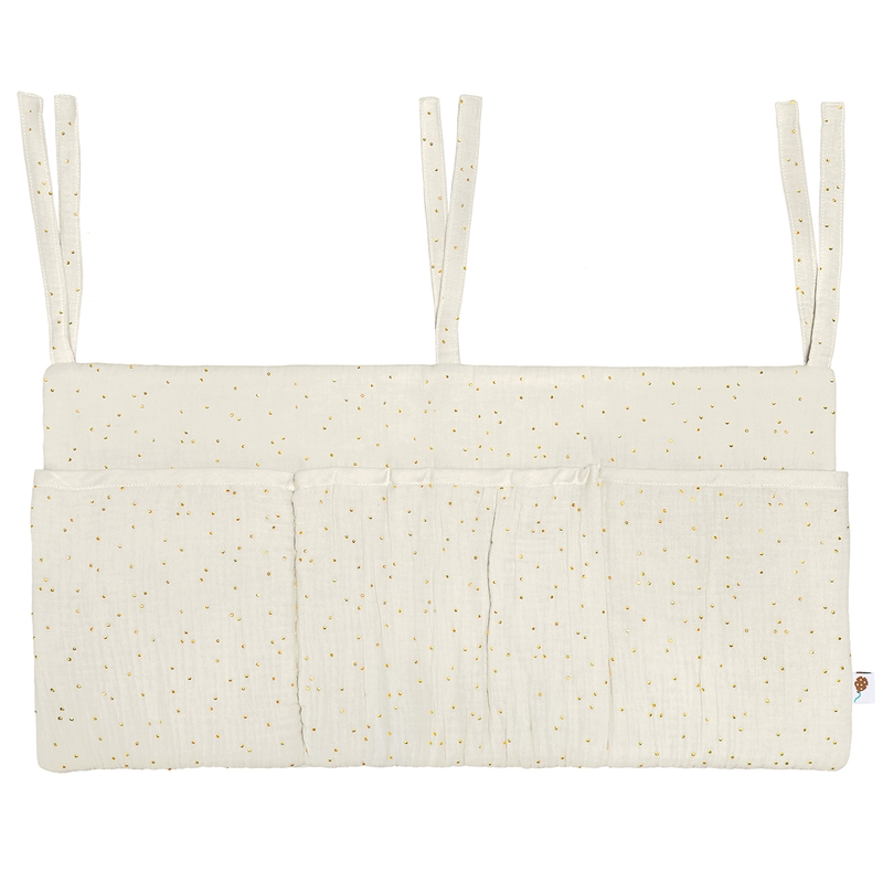 Bed Pocket &#039;Golden Dots&#039; Muslin Cream 60x30cm