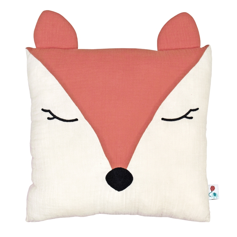 Cushion &#039;Fox&#039; Muslin Embroidered Terra 30cm