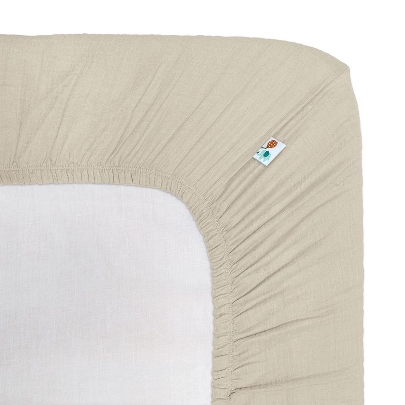 Organic Fitted Sheet Muslin Beige 70x140cm
