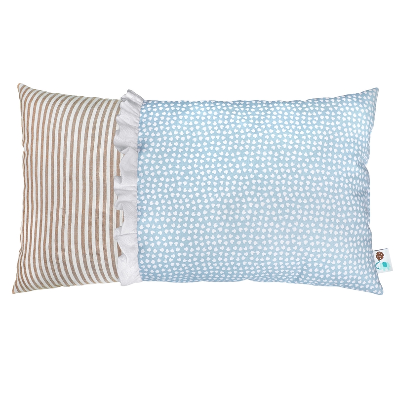 Mini Cushion &#039;Hearts&#039; Blue/Beige 20x35cm