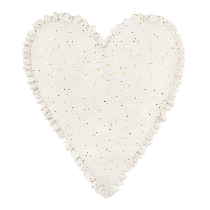 Cushion &#039;Heart&#039; Golden Dots Cream 40cm