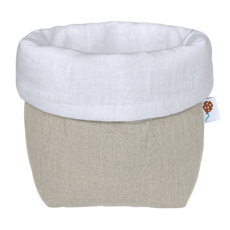 Linen Storage Basket &#039;Boho&#039; White/Beige Recycled