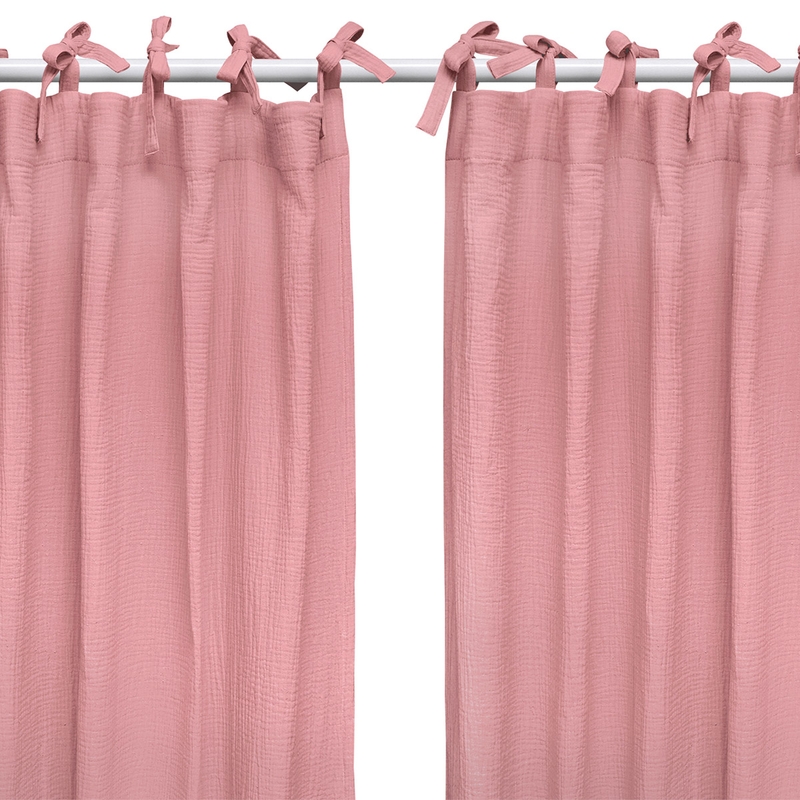 Set Of 2 Organic Curtains Muslin Dusty Rose H 240cm