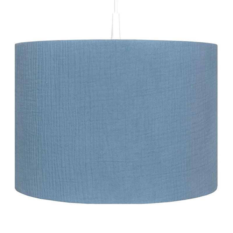 Hanging Lampshade Muslin Dusty Blue Handmade