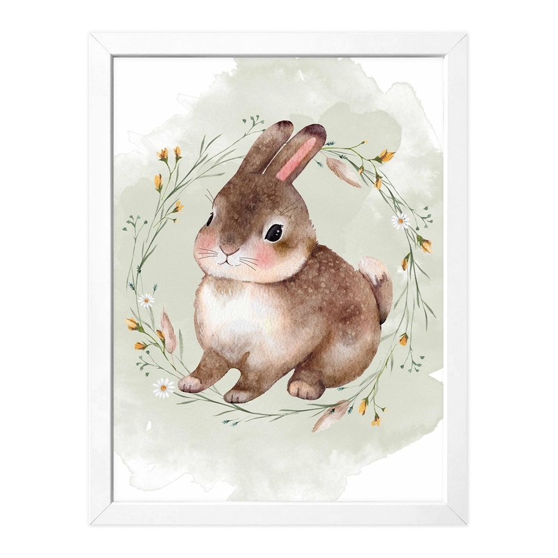 Kids Poster &#039;Rabbit &amp; Flowers&#039; 30x40cm