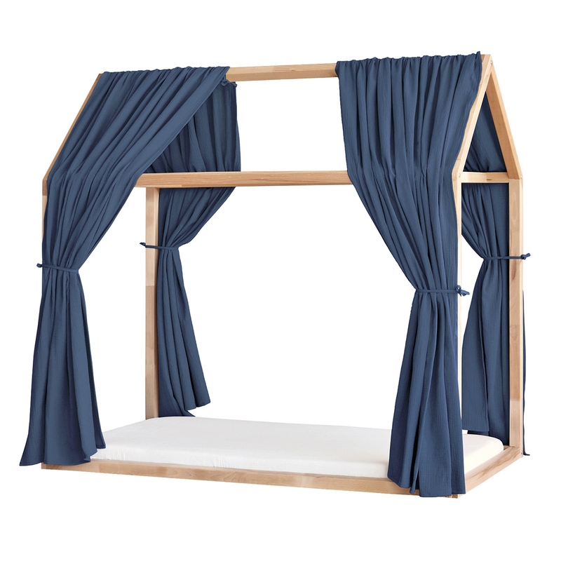 Organic House Bed Canopy Set Of 2 Denim Blue 315cm