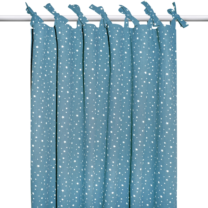 Curtain &#039;Stars&#039; Muslin Dusty Blue H 240cm