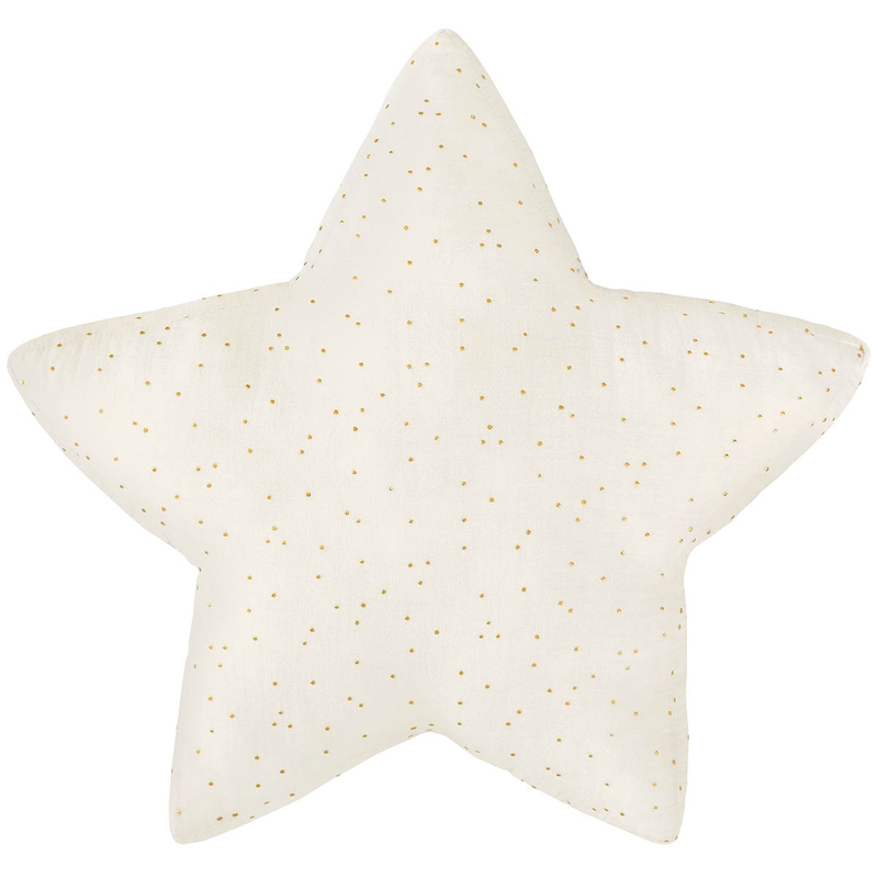 Cushion &#039;Star&#039; Golden Dots Muslin Cream 45cm