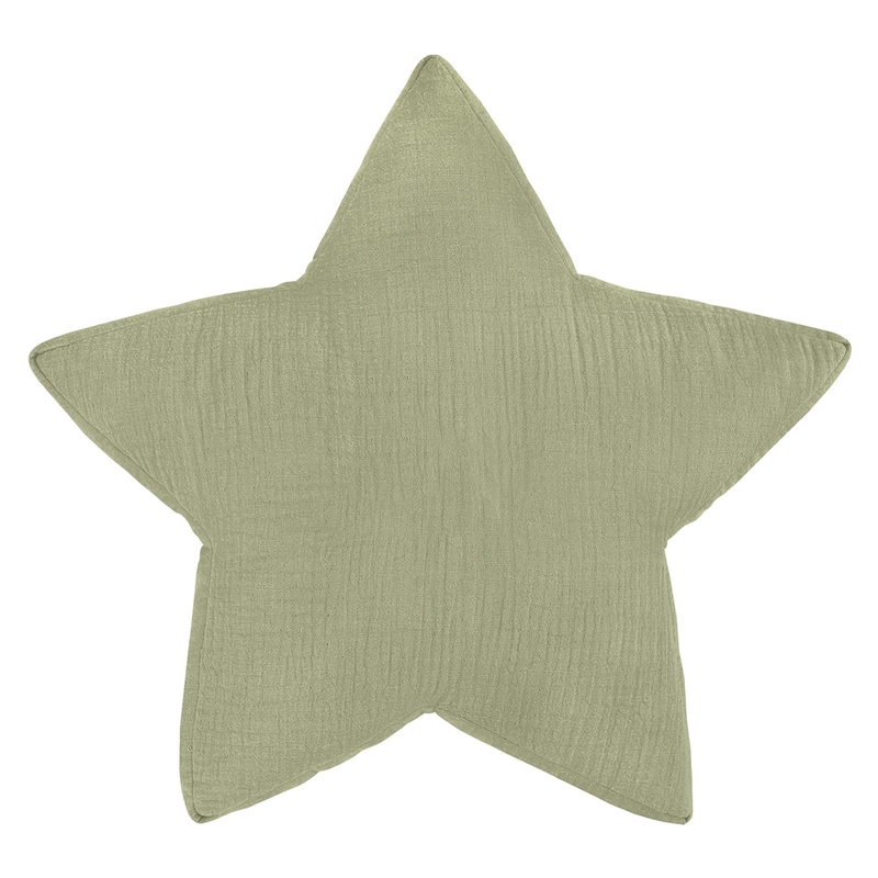 Organic Cushion &#039;Star&#039; Muslin Light Green 30cm