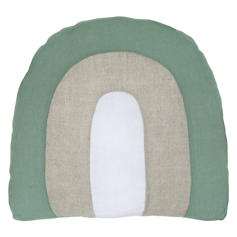 Linen Cushion &#039;Rainbow&#039; Khaki/Beige 35cm Recycled