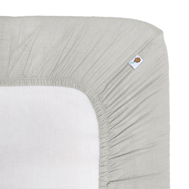 Organic Fitted Sheet Muslin Light Grey 70x140cm