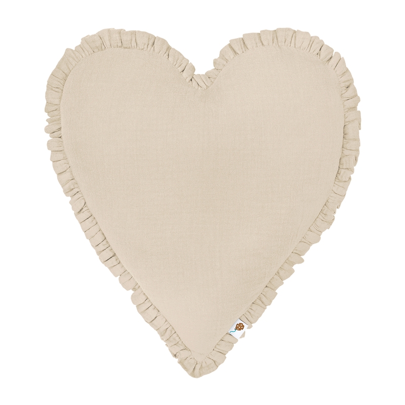 Cushion &#039;Heart&#039; With Ruffles Beige 40cm