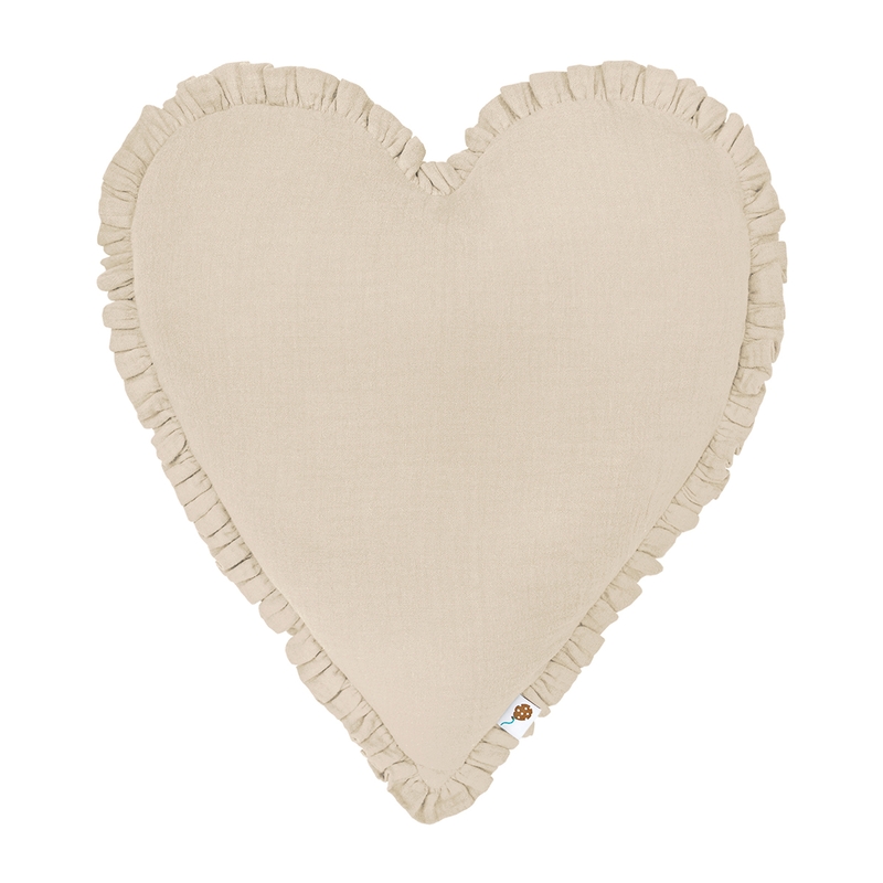Cushion &#039;Heart&#039; With Ruffles Beige 40cm