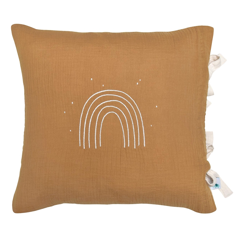 Pillowcase &#039;Rainbow&#039; Muslin Embroidered Camel 40x40cm