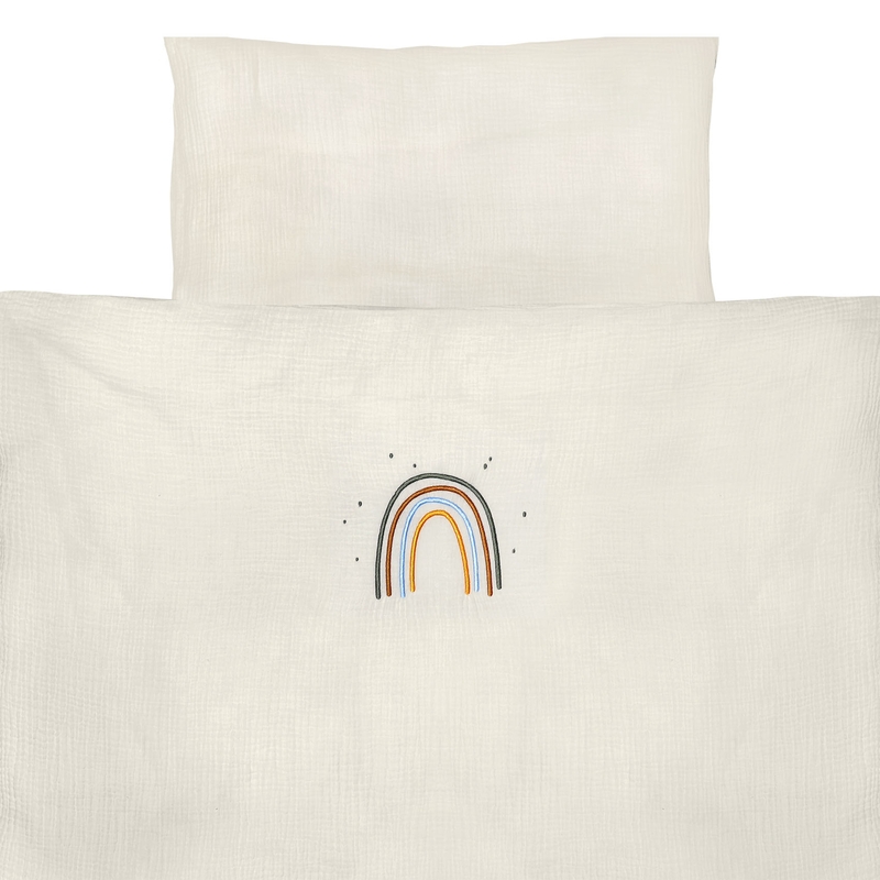 Organic Bedding &#039;Rainbow&#039; Muslin Embroidered 100x135cm