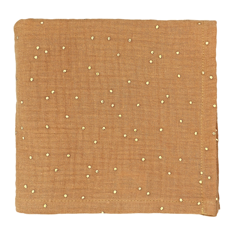 Cheesecloth Muslin &#039;Golden Dots&#039; Camel 70x70cm