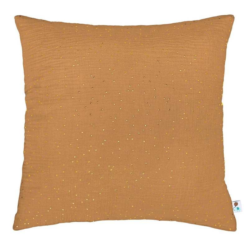 Pillowcase &#039;Golden Dots&#039; Muslin Camel 40x40cm