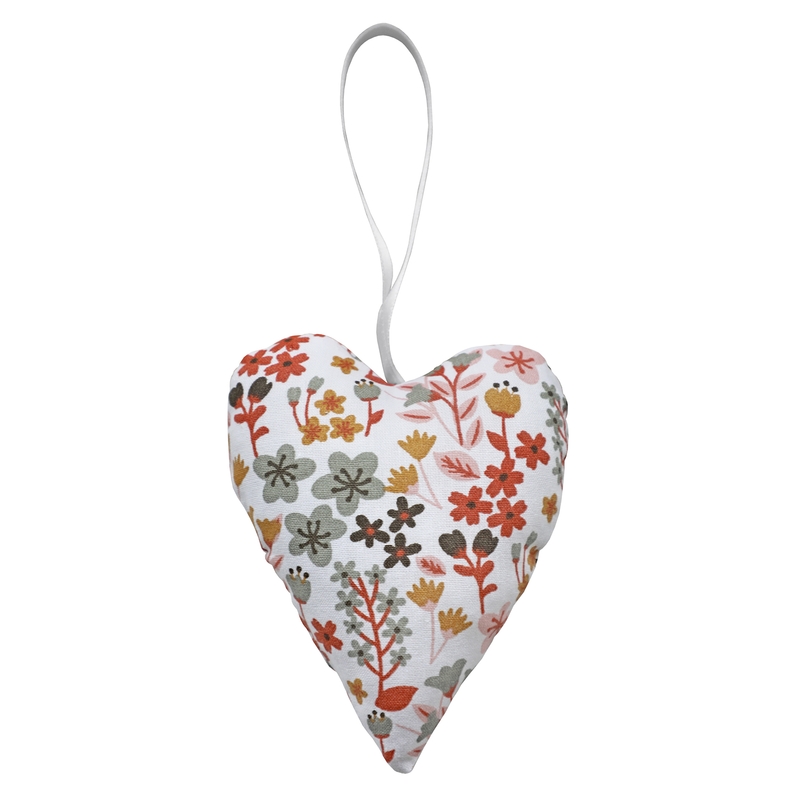 Organic Heart Shaped Pendant &#039;Flowers&#039; Rusty Red 10cm