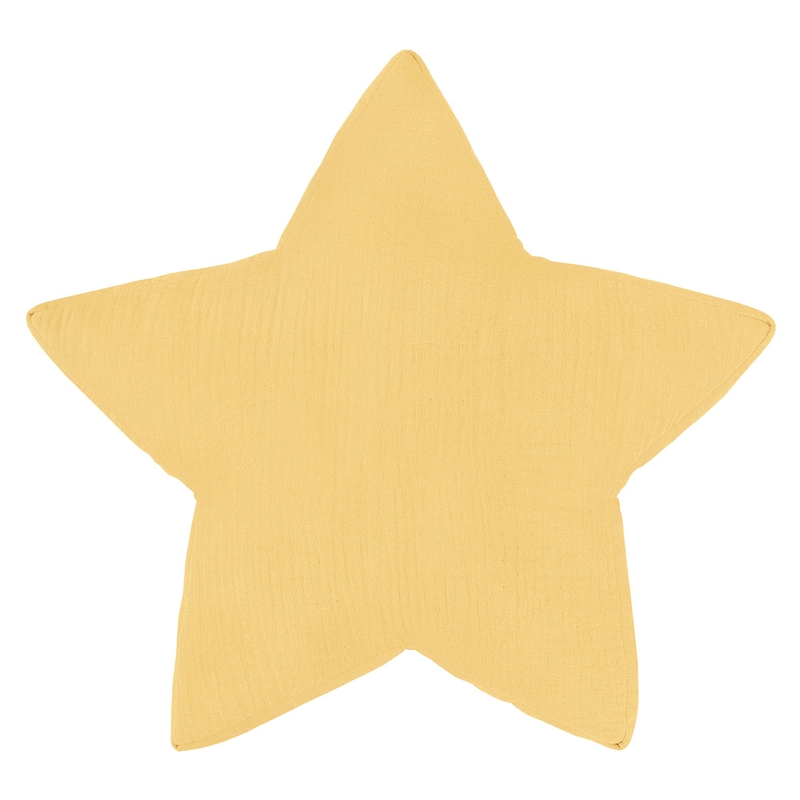 Organic Cushion &#039;Star&#039; Muslin Yellow 30cm