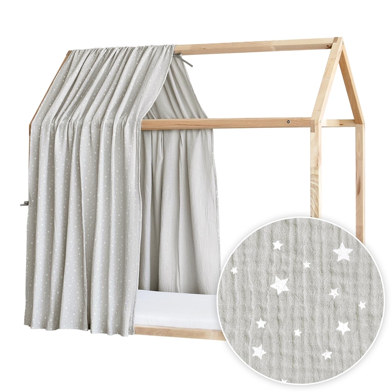 House Bed Canopy &#039;Stars&#039; Light Grey 315cm 1 Piece