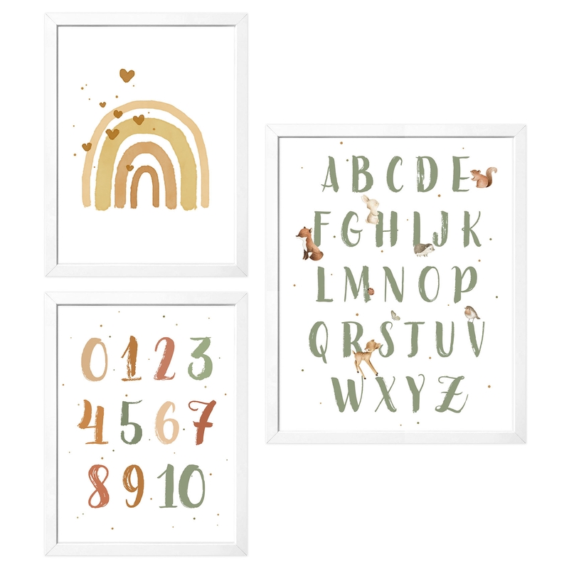 Poster Bundle 'ABC, Numbers & Rainbow' 3 pcs
