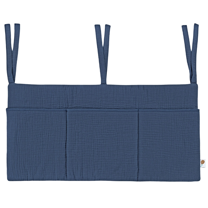 Organic Bed Pocket Muslin Denim Blue 60x30cm