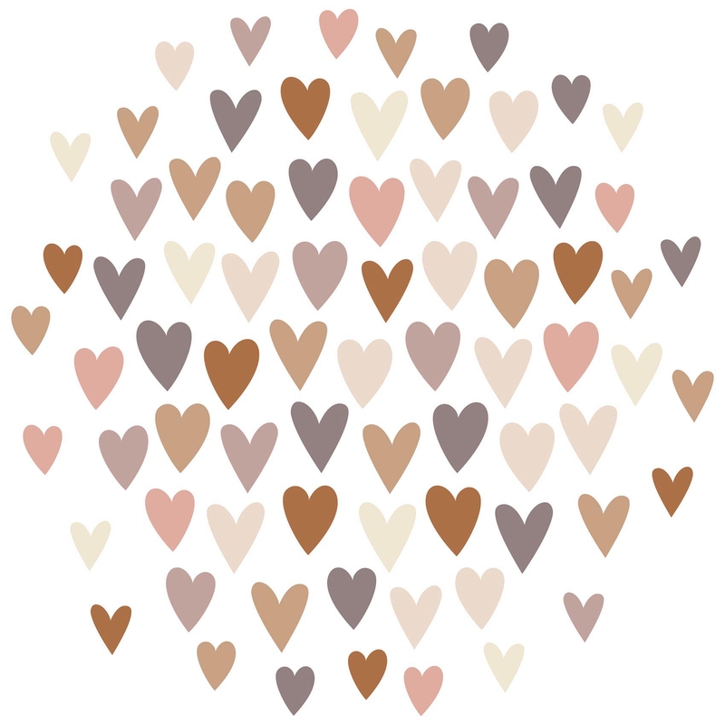 Wall Stickers &#039;Hearts&#039; Camel/Beige/Pink 75 pcs