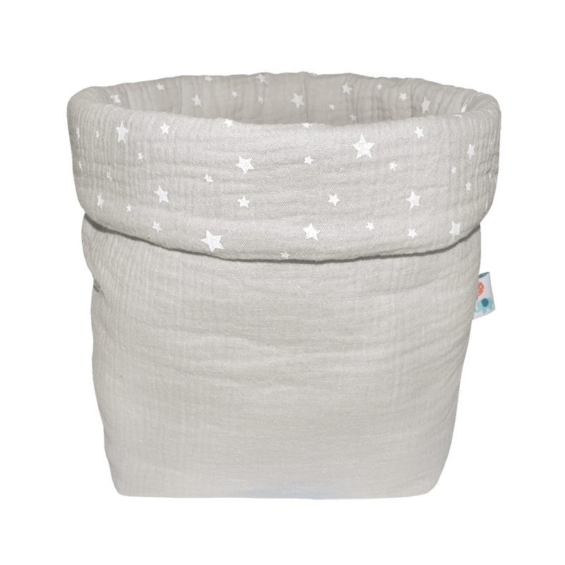 Storage Basket Muslin Light Grey 19cm