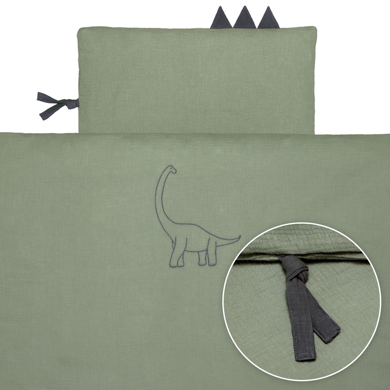 Organic Bedding &#039;Dino&#039; Muslin Embroidered 100x135cm