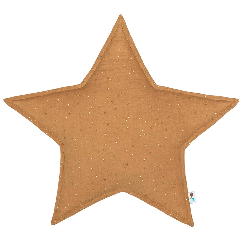 Star Cushion Muslin Dots Camel/Gold 50cm