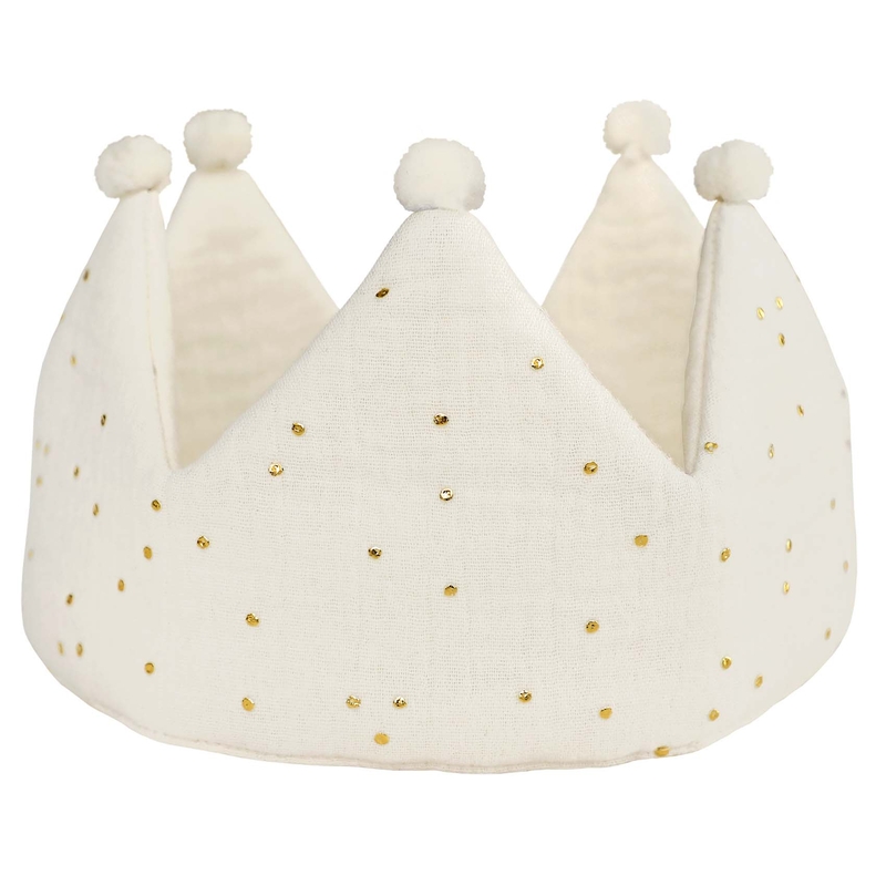 Birthday Crown For Kids &#039;Golden Dots&#039; Muslin Cream