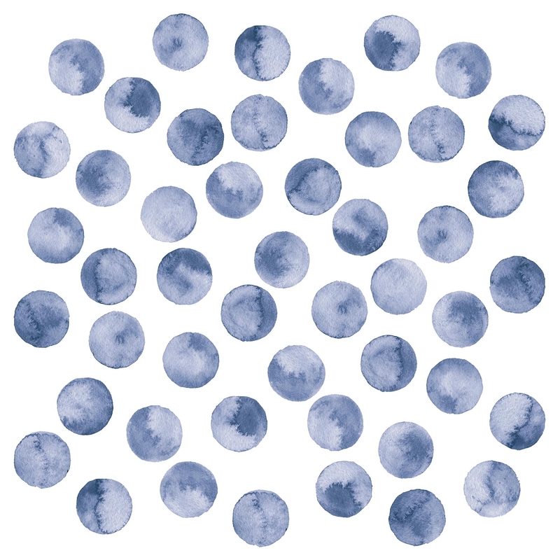 Wall Stickers &#039;Watercolor Dots&#039; Denim Blue 47 pcs