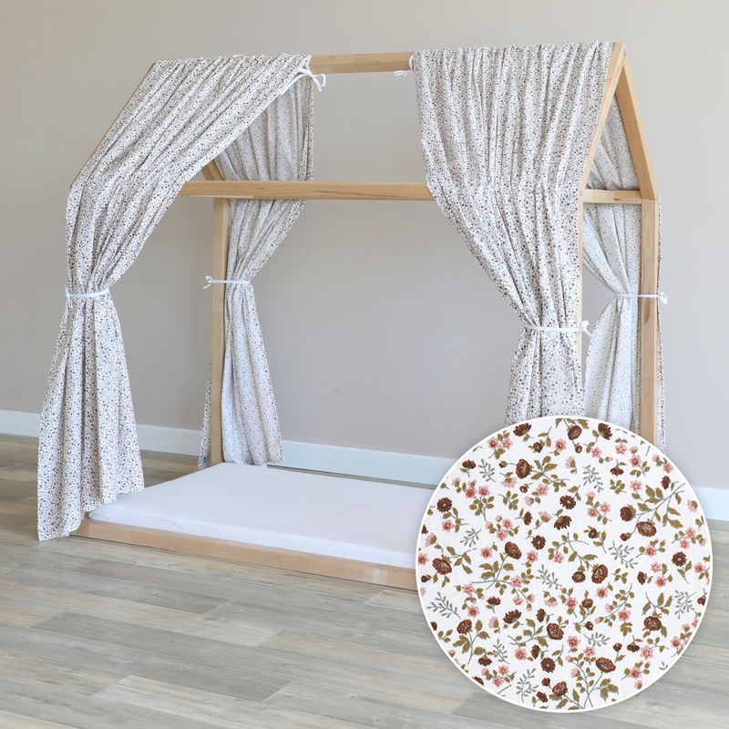 Organic House Bed Canopy Set Of 2 &#039;Buttercup&#039; Rose 315cm