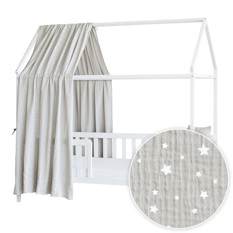 House Bed Canopy &#039;Stars&#039; Light Grey 350cm 1 Piece