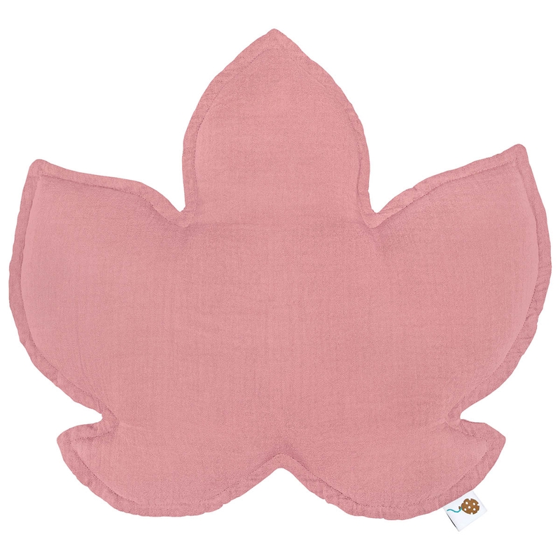 Organic Cushion &#039;Leaf&#039; Muslin Dusty Rose 40cm