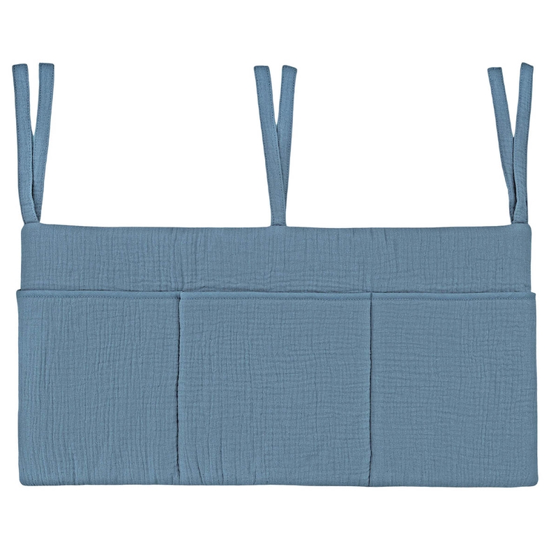 Organic Bed Pocket Muslin Dusty Blue 60x30cm