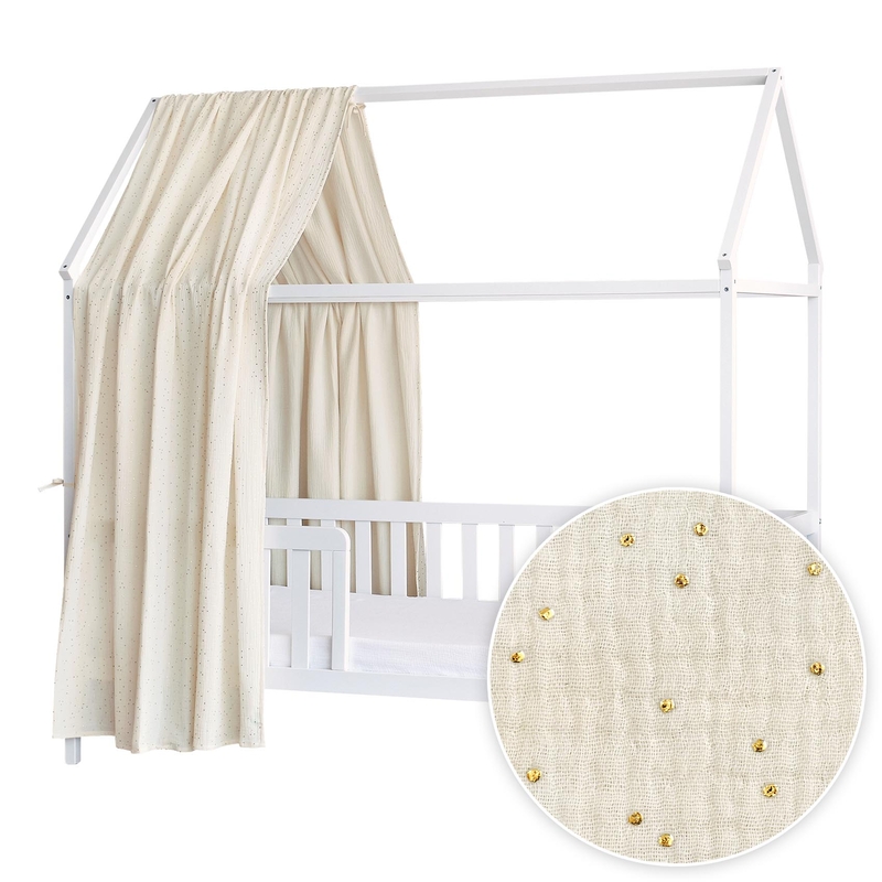 House Bed Canopy &#039;Golden Dots&#039; Cream 350cm 1 Piece