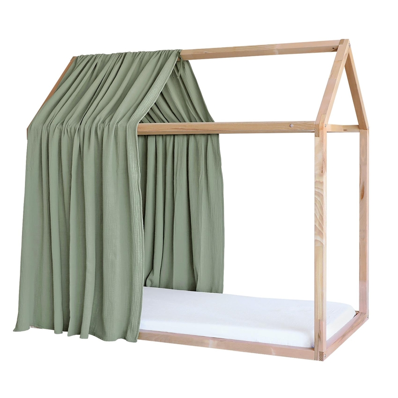 House Bed Canopy Muslin Khaki 1 Piece