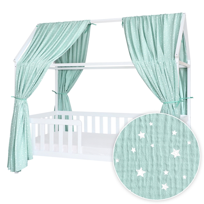 House Bed Canopy Set Of 2 &#039;Stars&#039; Mint 350cm